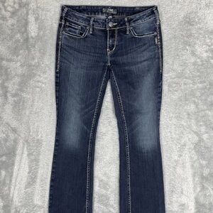 Silver Jeans Women's W30/L31* Dark Blue Aiko Bootcut Thick Stitch Flex Pants